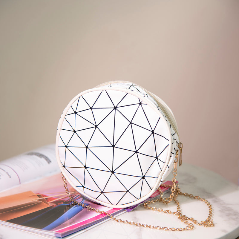 Round Geometric Sling Bag  June Trading Ivory White  
