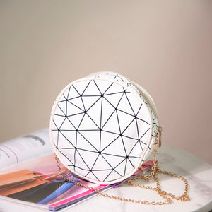Round Geometric Sling Bag  June Trading Ivory White  