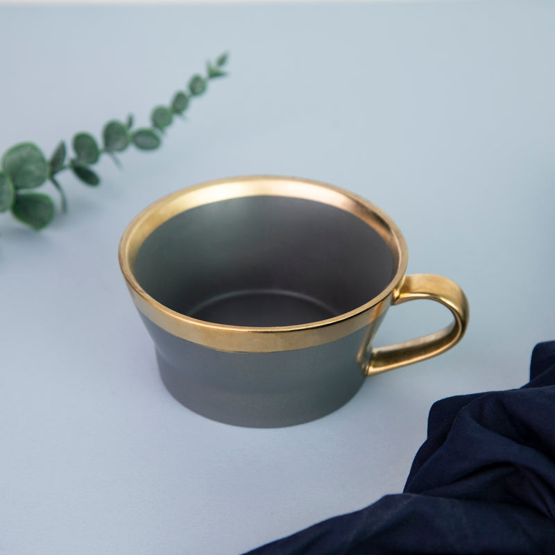 Aurulent Accent Smoke Grey Cup Tea Cups June Trading   