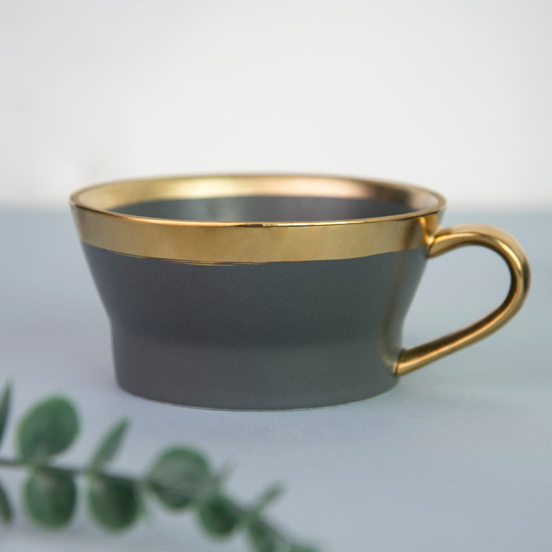 Aurulent Accent Smoke Grey Cup Tea Cups June Trading   