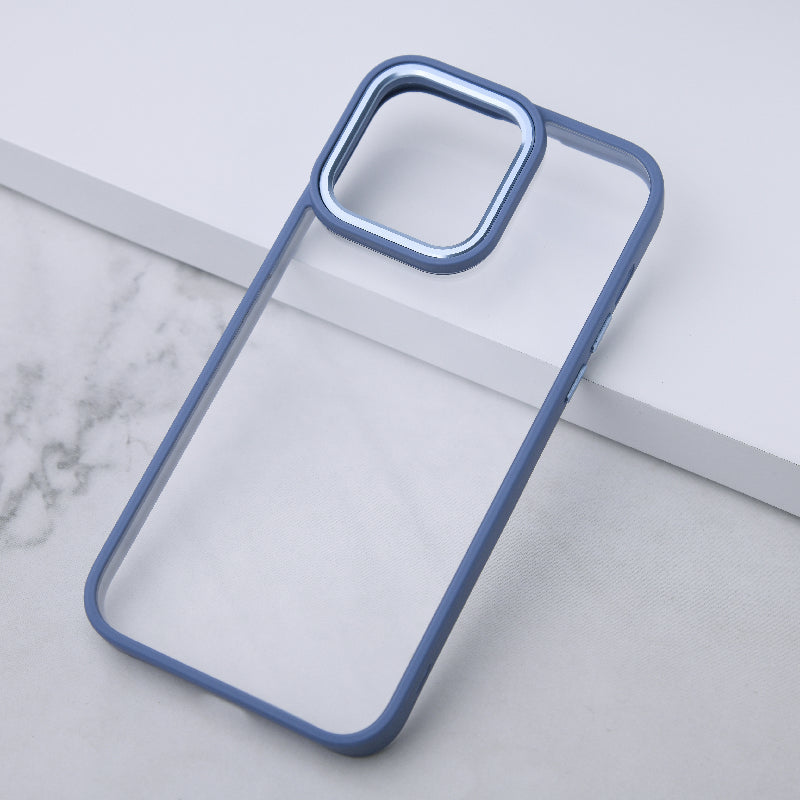 Apple iPhone 14 Pro Acrylic Edge Metallic Transparent Case Mobile Phone Cases June Trading Steel Blue  