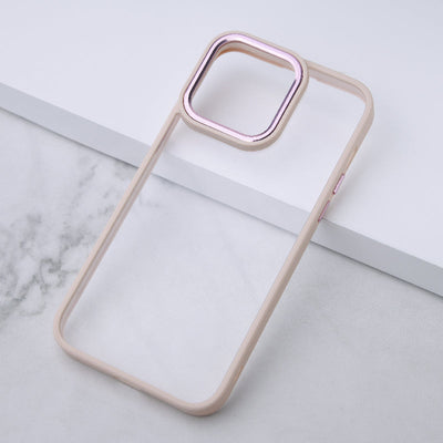 Apple iPhone 14 Pro Acrylic Edge Metallic Transparent Case Mobile Phone Cases June Trading Salmon Pink  