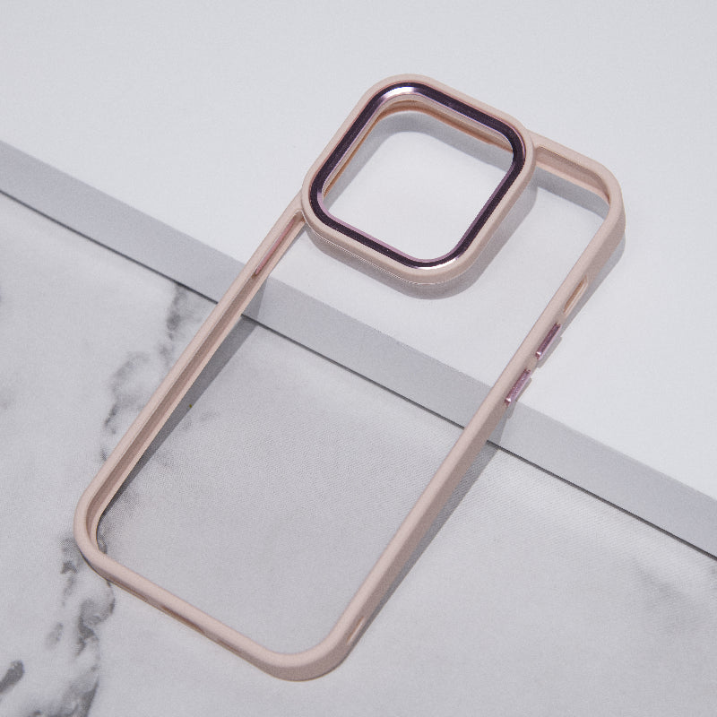 Apple iPhone 14 Pro Max Acrylic Edge Metallic Transparent Case Mobile Phone Cases June Trading Lemonade Pink  