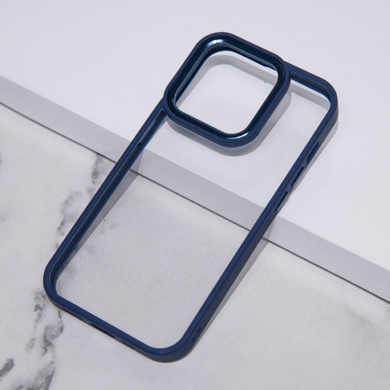 Apple iPhone 14 Pro Max Acrylic Edge Metallic Transparent Case Mobile Phone Cases June Trading Electric Blue  