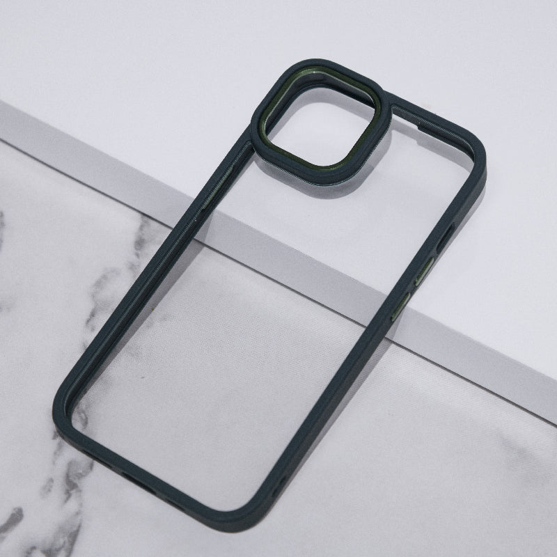 Apple iPhone 14 Acrylic Edge Metallic Transparent Case Mobile Phone Cases June Trading Juniper Green  