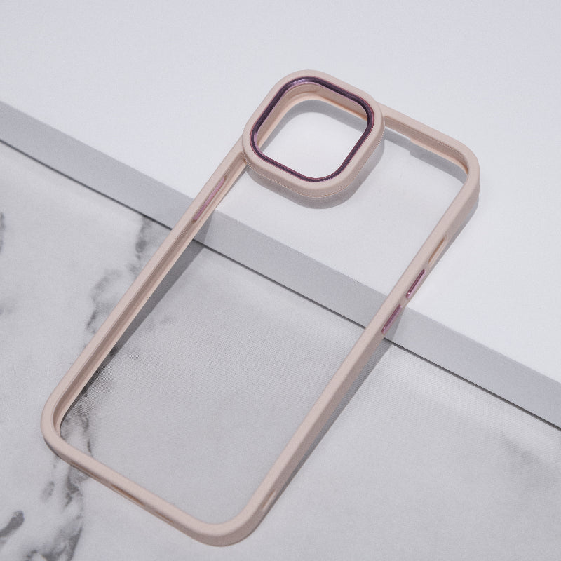 Apple iPhone 14 Acrylic Edge Metallic Transparent Case Mobile Phone Cases June Trading Salmon Pink  
