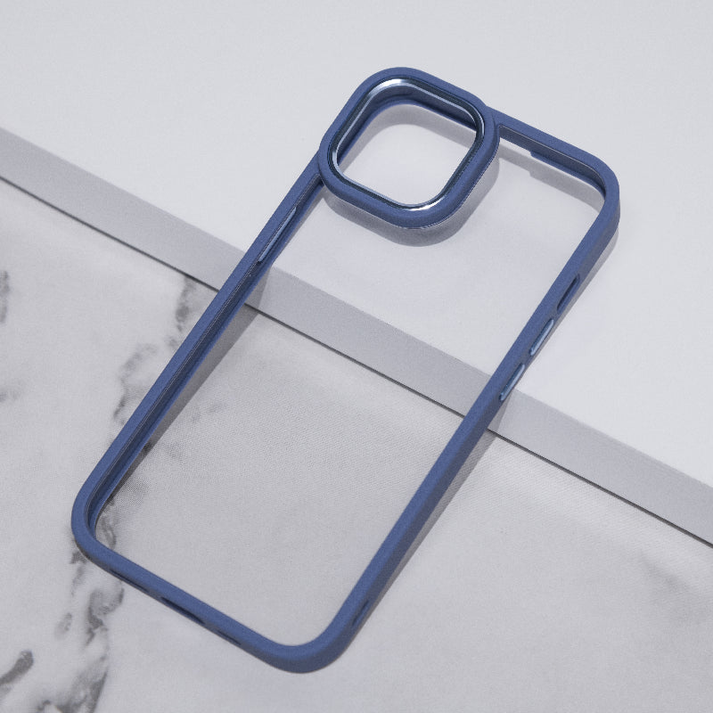 Apple iPhone 14 Acrylic Edge Metallic Transparent Case Mobile Phone Cases June Trading Steel Blue  