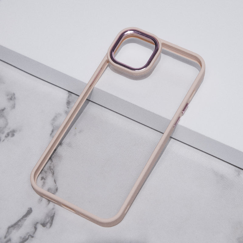 Apple iPhone 14 Plus Acrylic Edge Metallic Transparent Case Mobile Phone Cases June Trading Crepe Pink  