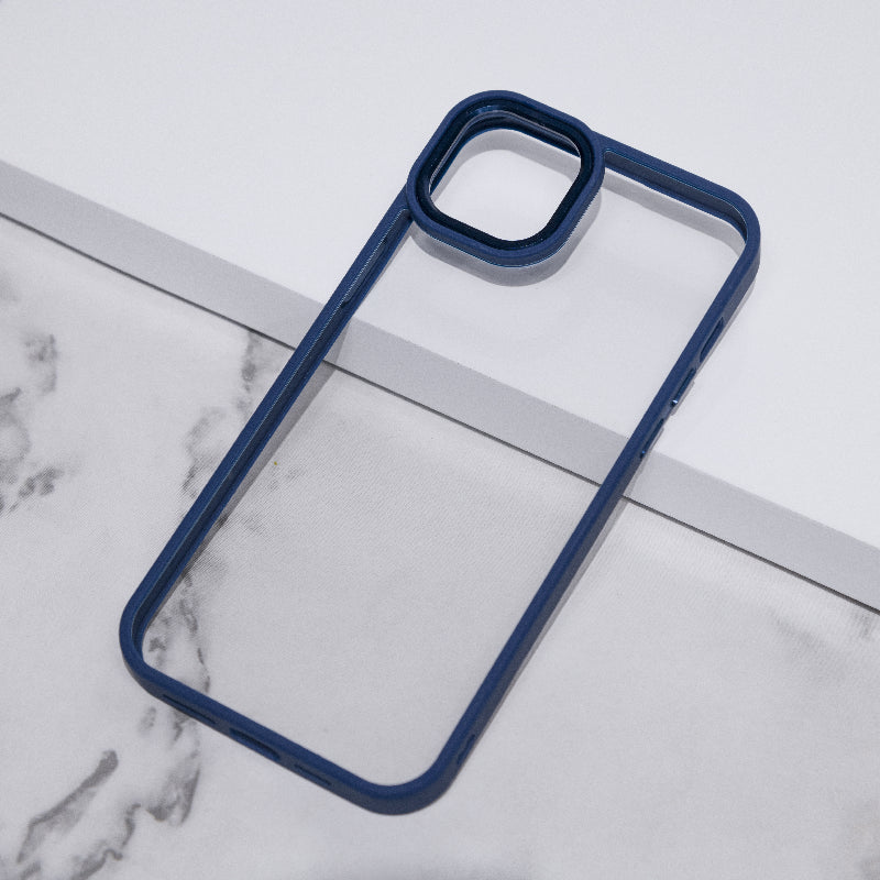 Apple iPhone 14 Plus Acrylic Edge Metallic Transparent Case Mobile Phone Cases June Trading Azure Blue  