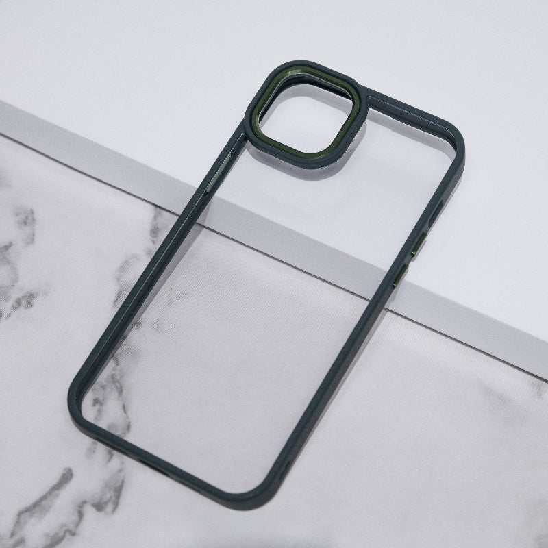 Apple iPhone 14 Plus Acrylic Edge Metallic Transparent Case Mobile Phone Cases June Trading Forest Green  