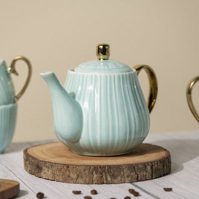 Timeless Teal Tea Cup & Kettle Set Tea & Coffee Sets June Trading   