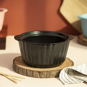 Crinkle Serving Bowl (Without Lid) Serving Bowls June Trading Pitch Black  