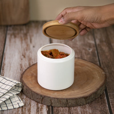 Pickle & Condiments Cellar With Wooden Lid Seasoning Containers June Trading   