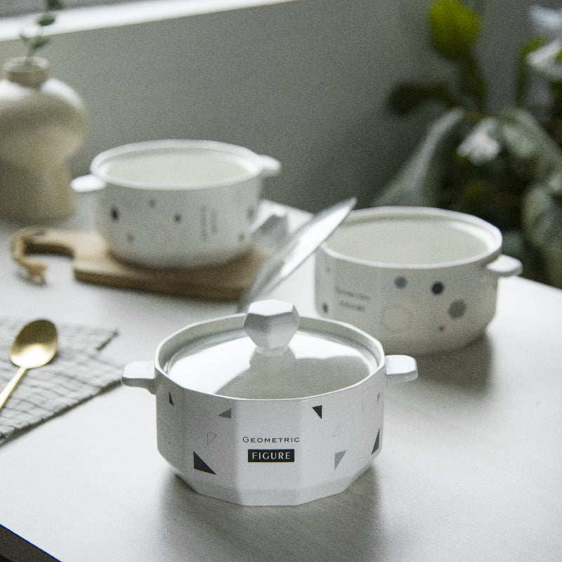 Nordic Shapes Ceramic Casserole With Lid Casserole June Trading   