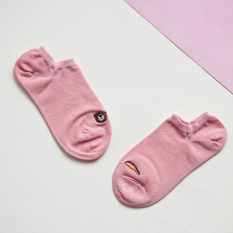Cute Bear Pink Socks Women Sock ERL   