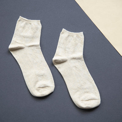 Eggshell White Solid Socks Men Sock ERL   