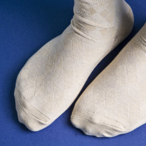 Eggshell White Solid Socks Men Sock ERL   