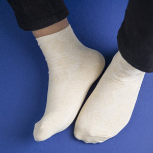Eggshell White Solid Socks Men Sock ERL   