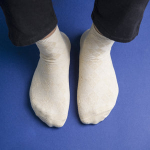 Eggshell White Solid Socks Men Sock ERL   