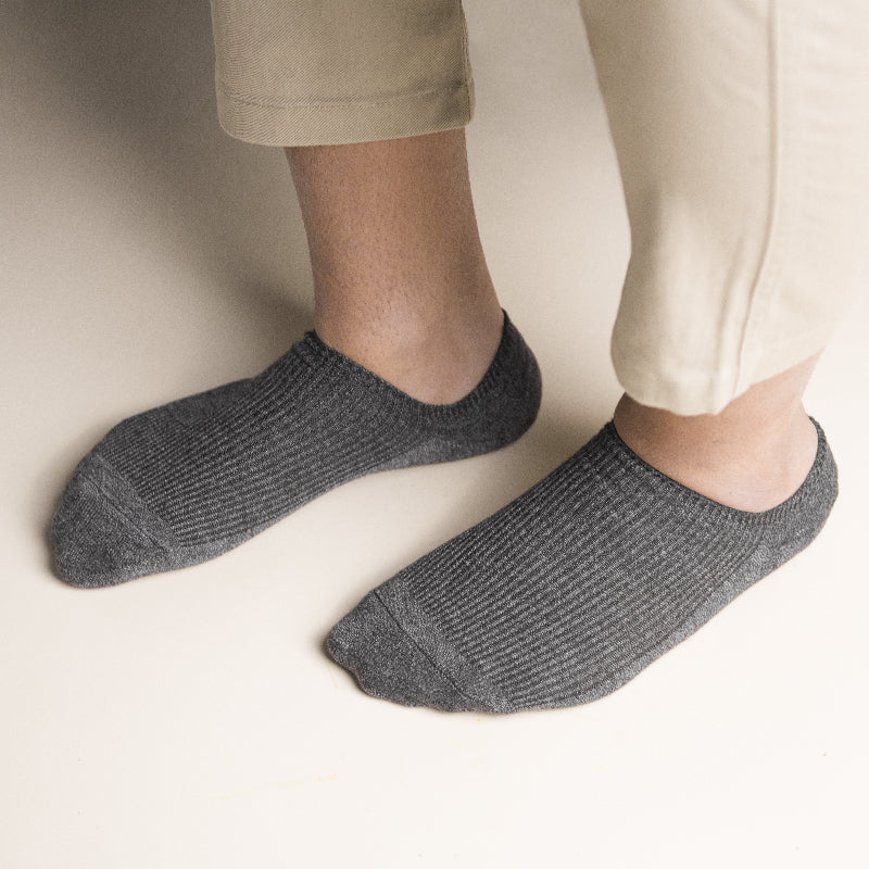 Pewter Grey Panelled Solid Socks Men Sock ERL   