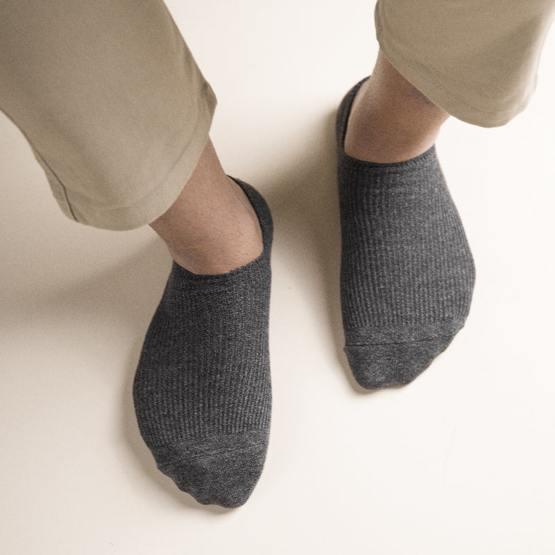 Pewter Grey Panelled Solid Socks Men Sock ERL   