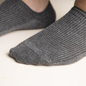 Pewter Grey Panelled Solid Socks Men Sock ERL   