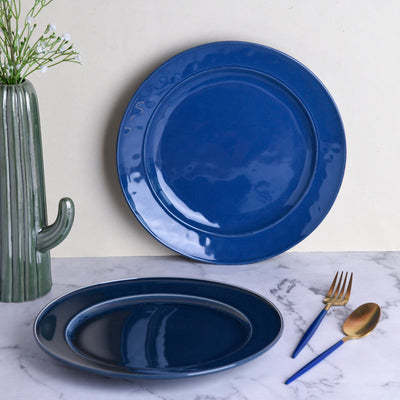 Azure Blue Hammered Dinner Plate (10 Inches) Dinner Plates June Trading   