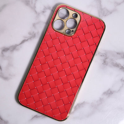 Marble Pattern Rose Gold Edge iPhone 12 Pro Max Case iPhone 12 Pro Max June Trading Tiling Red  