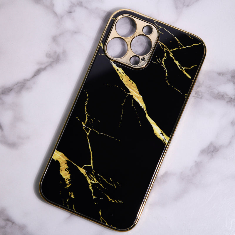Marble Pattern Rose Gold Edge iPhone 12 Pro Max Case iPhone 12 Pro Max June Trading Jade Black  