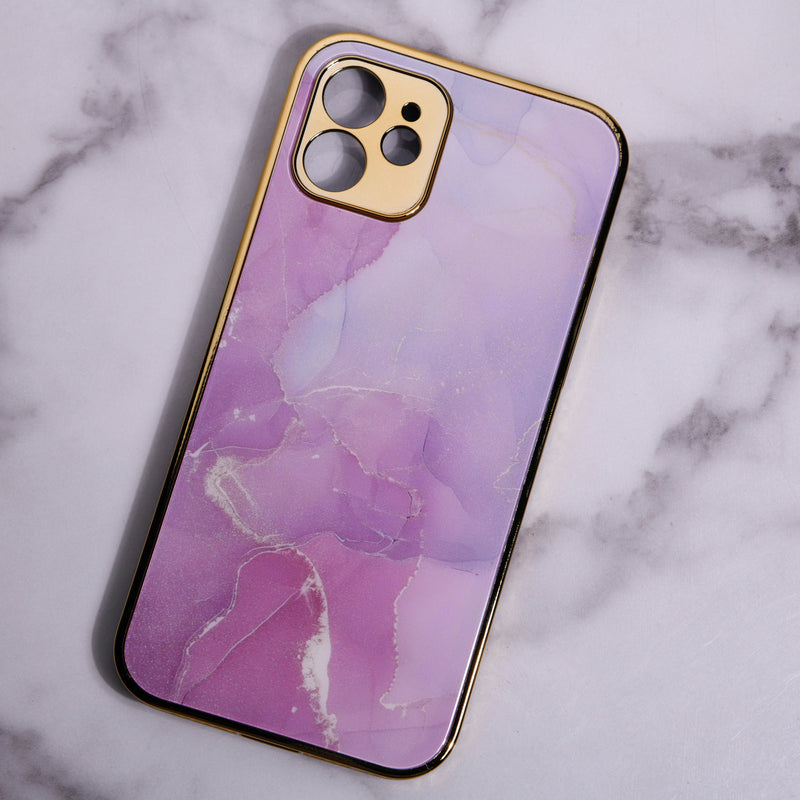 Marble Pattern Rose Gold Edge iPhone 12 Case iPhone 12 & 12 Pro June Trading Blush Pink  