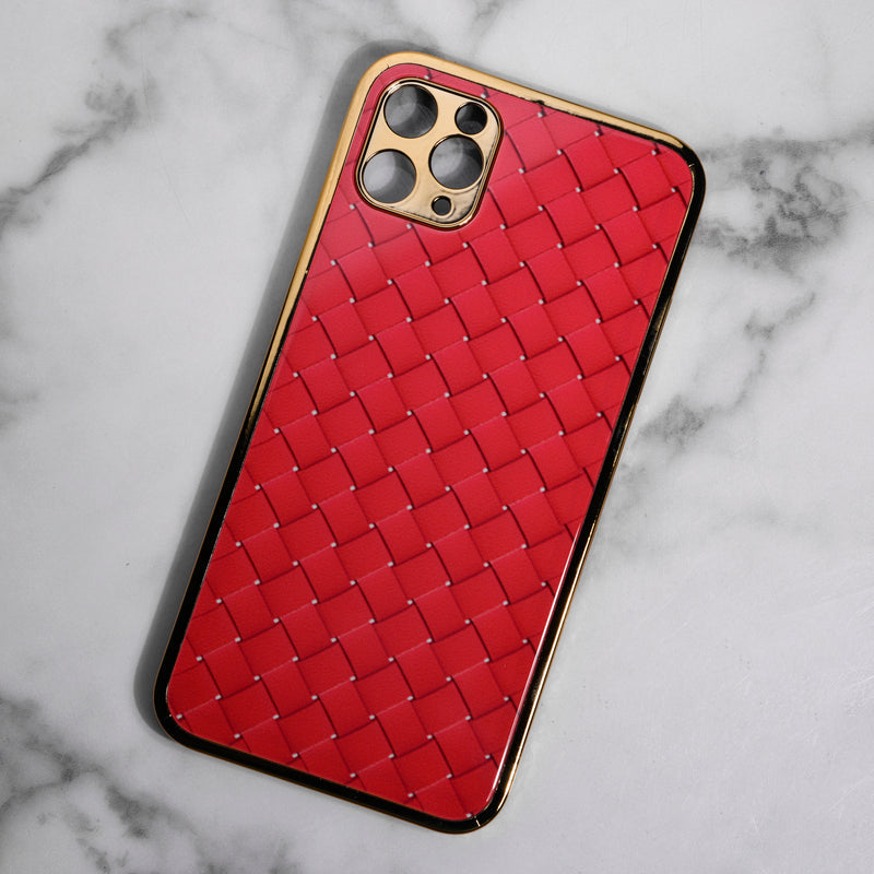 Marble Pattern Rose Gold Edge iPhone 11 Pro Max Case iPhone 11 Pro Max June Trading Tiling Red  