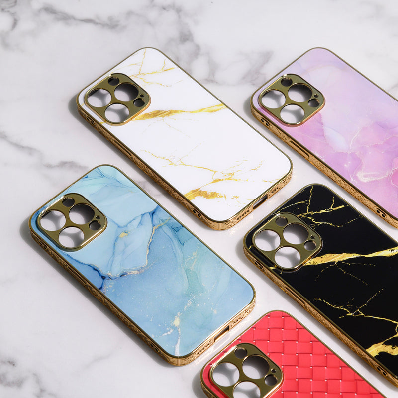 Marble Pattern Rose Gold Edge iPhone 14 Pro Max Case iPhone 14 Pro Max June Trading   