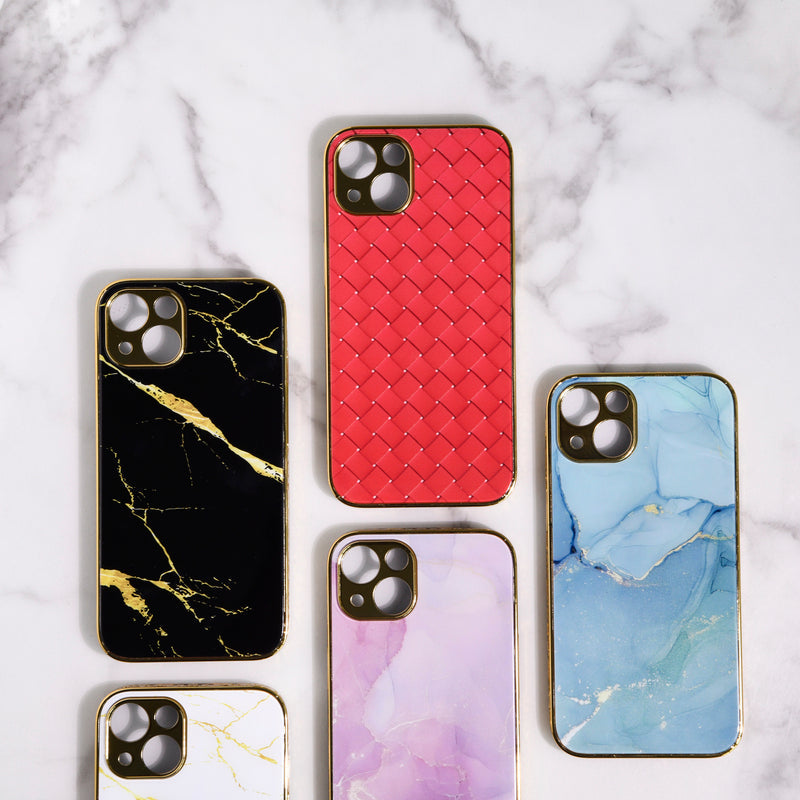 Marble Pattern Rose Gold Edge iPhone 13 Case