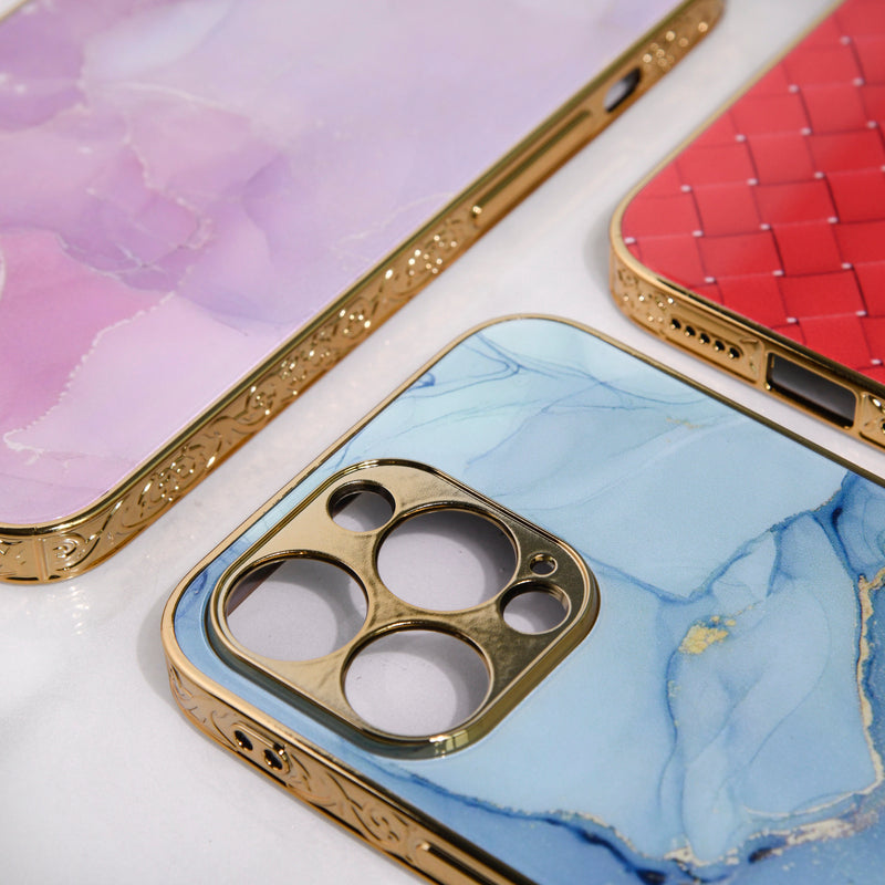 Marble Pattern Rose Gold Edge iPhone 13 Pro Max Case iPhone 13 Pro Max June Trading   