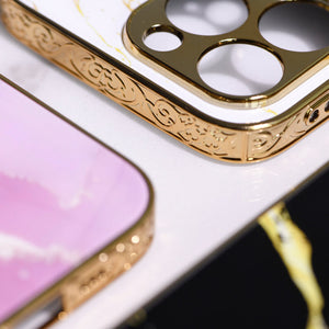Marble Pattern Rose Gold Edge iPhone 13 Pro Max Case iPhone 13 Pro Max June Trading   
