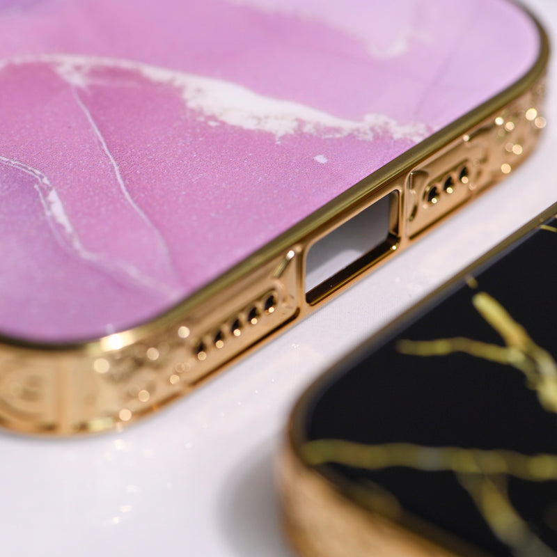 Marble Pattern Rose Gold Edge iPhone 14 Plus Case iPhone 14 Plus June Trading   