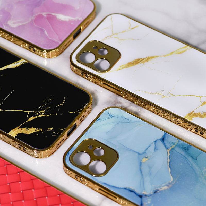Marble Pattern Rose Gold Edge iPhone 12 Case