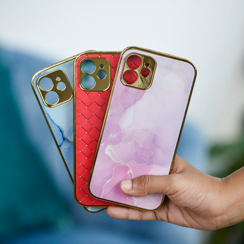Marble Pattern Rose Gold Edge iPhone 12 Case