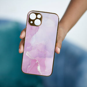 Marble Pattern Rose Gold Edge iPhone 14 Plus Case iPhone 14 Plus June Trading   