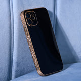Rose Gold Carved Edge Luxury iPhone 12 Case iPhone 12 & 12 Pro June Trading Jade Black  