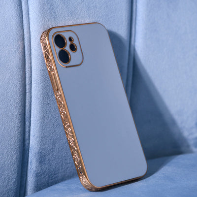 Rose Gold Carved Edge Luxury iPhone 12 Case iPhone 12 & 12 Pro June Trading Baby Blue  