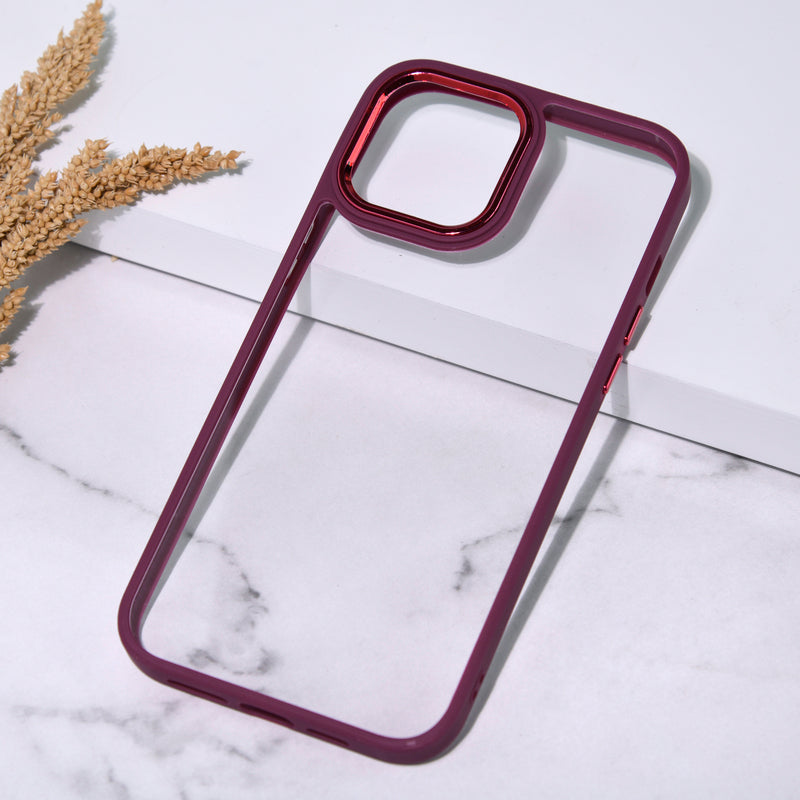 Apple iPhone 12 Acrylic Edge Metallic Transparent Case iPhone 12 June Trading Bold Magenta  