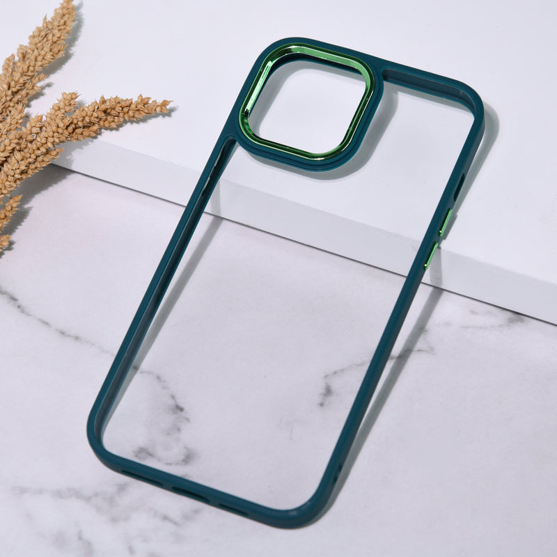 Apple iPhone 12 Acrylic Edge Metallic Transparent Case iPhone 12 June Trading Forest Green  