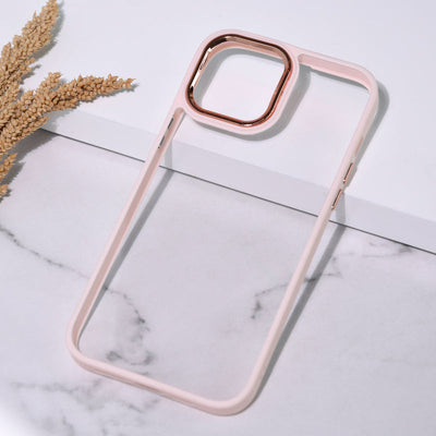 Apple iPhone 13 Acrylic Edge Metallic Transparent Case iPhone 13 June Trading Cream Pink  