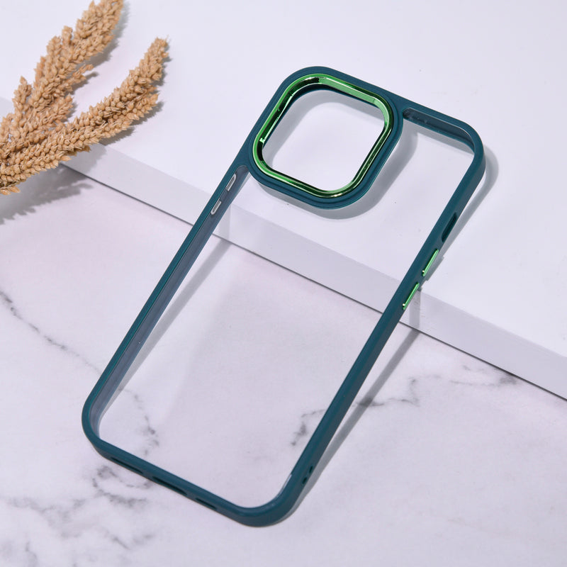 Apple iPhone 13 Pro Max Acrylic Edge Metallic Transparent Case iPhone 13 Pro Max June Trading Forest Green  