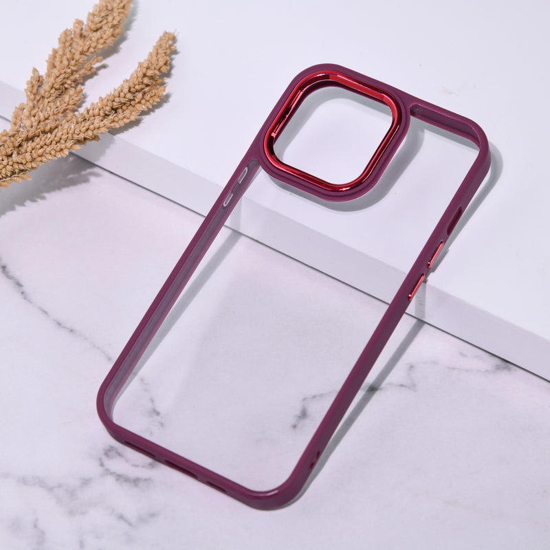 Apple iPhone 12 Pro Max Acrylic Edge Metallic Transparent Case iPhone 12 Pro Max June Trading Bold Magenta  