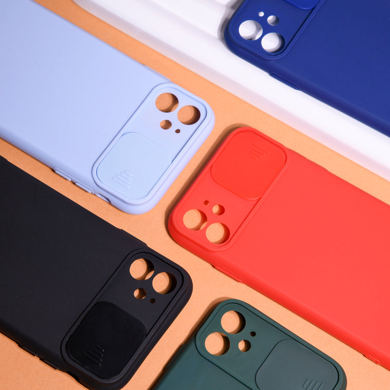 Solid Colour Silicon Case With Camera Slider For Apple iPhone 12 Pro Max iPhone 12 Pro Max June Trading   