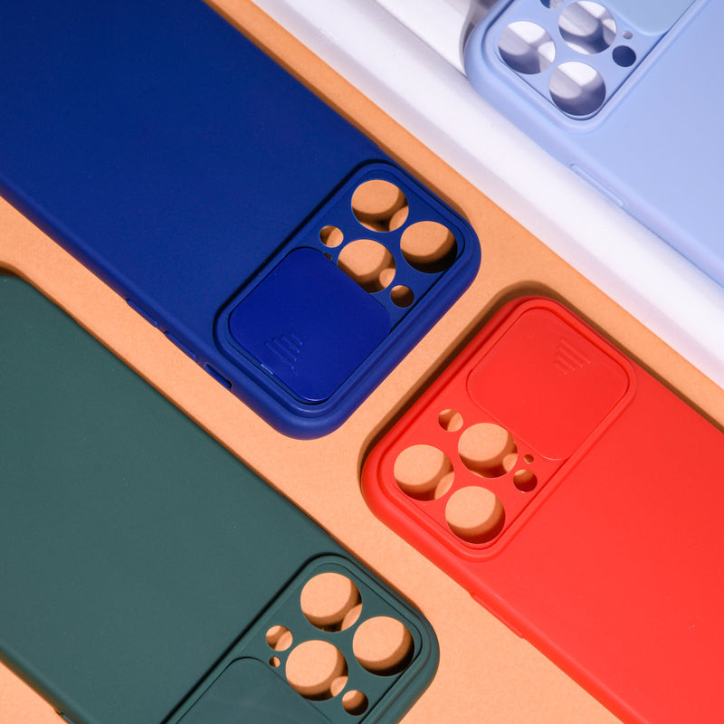 Solid Colour Silicon Case With Camera Slider For Apple iPhone 12 Pro Max iPhone 12 Pro Max June Trading   