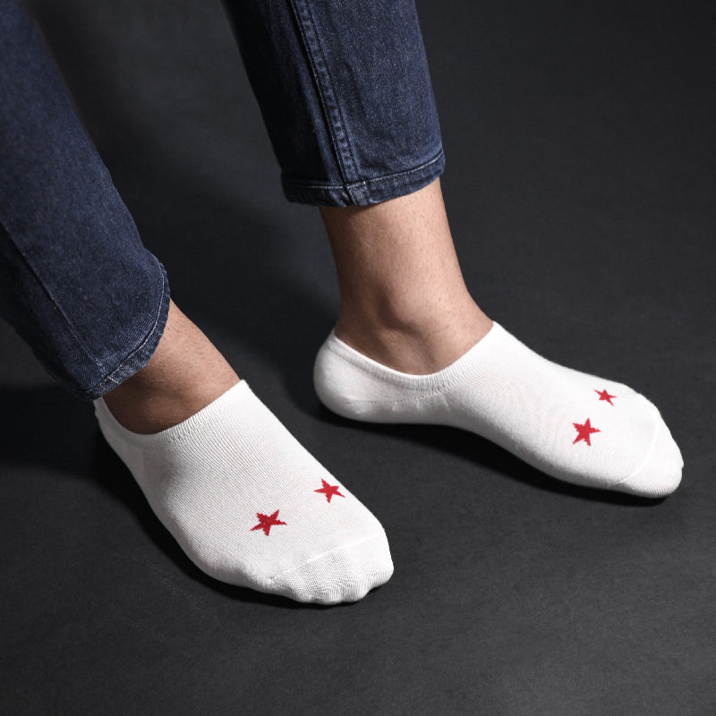 Carmine Red Stars Socks Men Sock ERL   