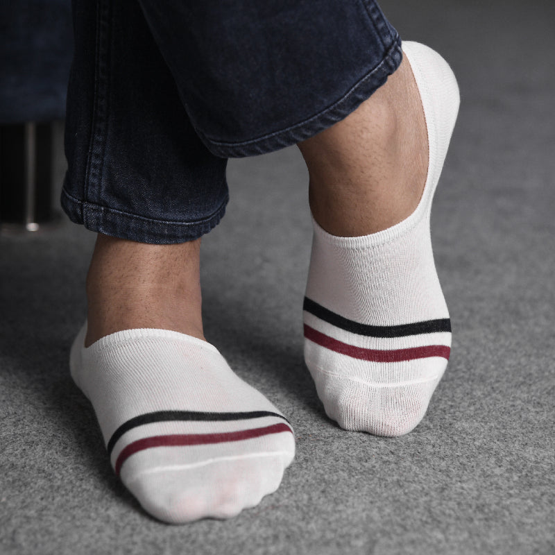 Powder White Classy Stripe Socks Men Sock ERL   